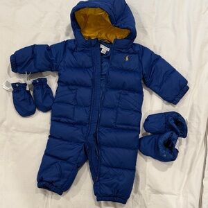 Ralph Lauren Navy Blue Kids One Piece with Mittens